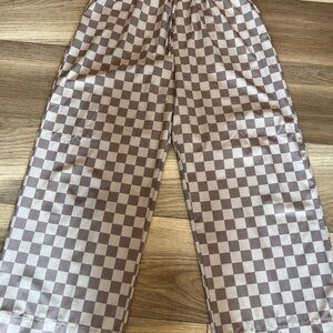Brown and White Checkered Pants